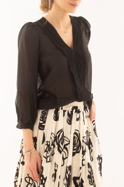 Maglia con profili in pizzo da Donna Metoo Nero