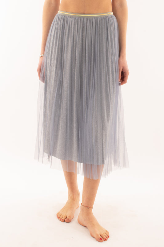Gonna di tulle e glitter da Donna Metoo - Celeste