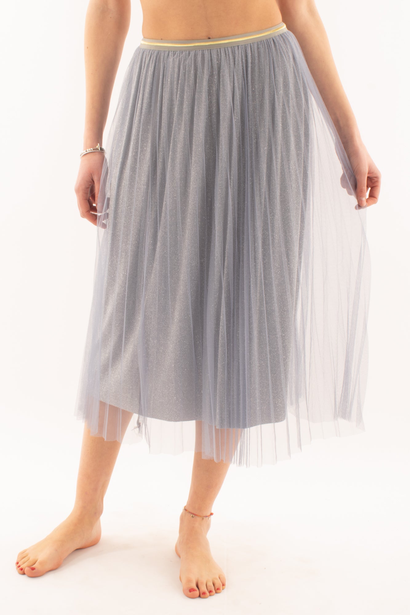 Gonna di tulle e glitter da Donna Metoo - Celeste