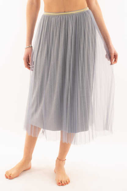Gonna di tulle e glitter da Donna Metoo - Celeste
