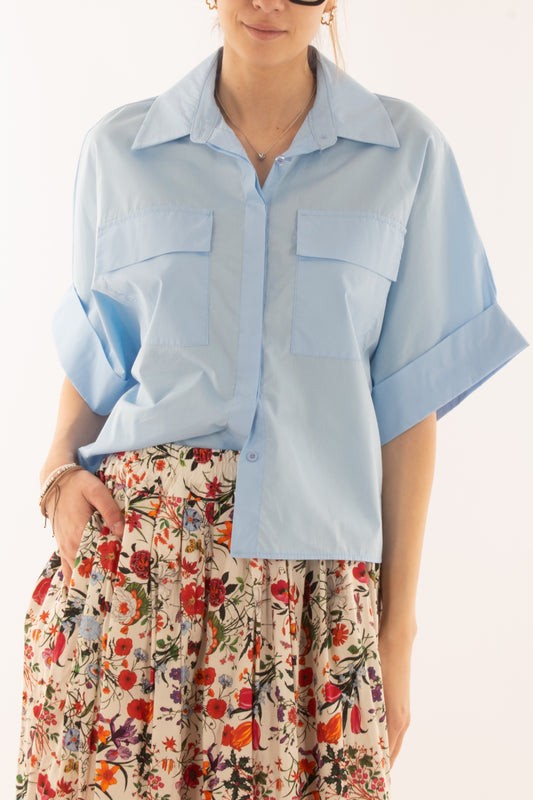 Camicia a scatoletta da Donna Metoo - Celeste