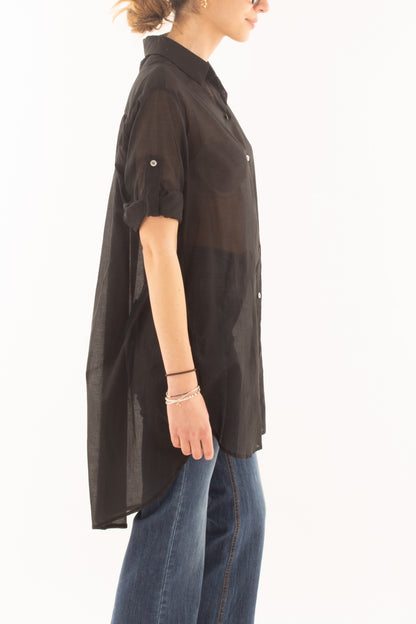 Camicia lunga in cotone da Donna Metoo - Nero