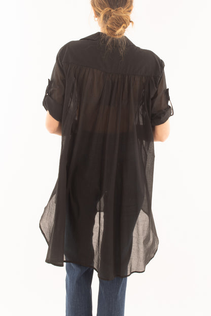 Camicia lunga in cotone da Donna Metoo - Nero