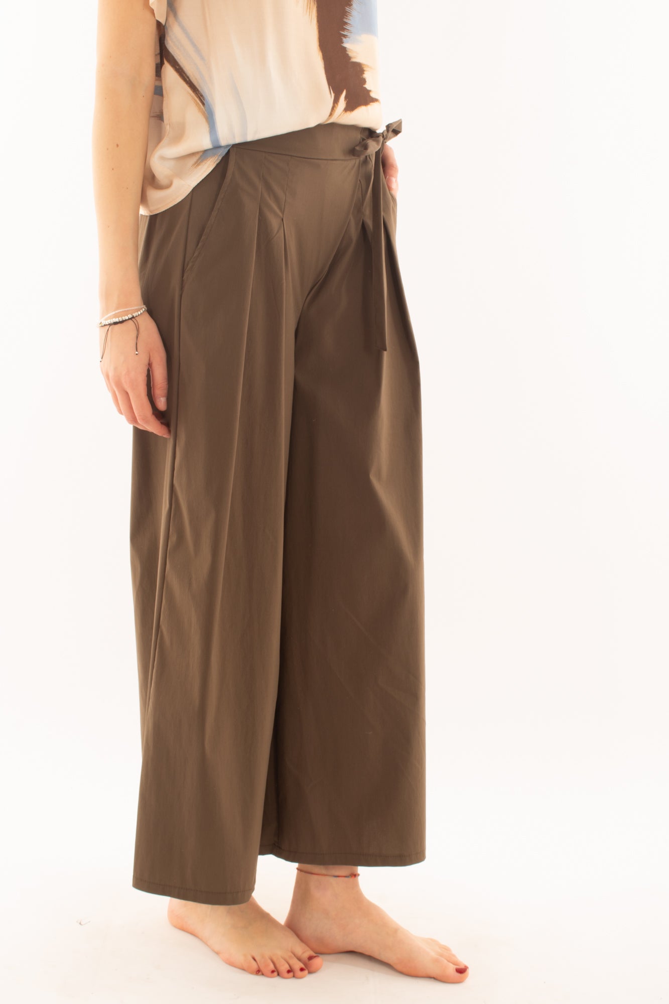 Pantalone con allacciatura laterale da Donna Metoo - Moro