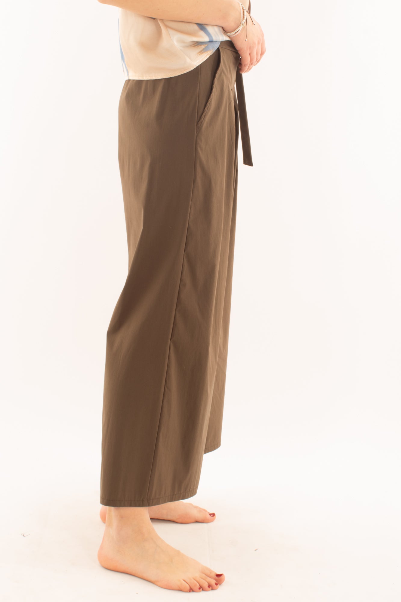 Pantalone con allacciatura laterale da Donna Metoo - Moro