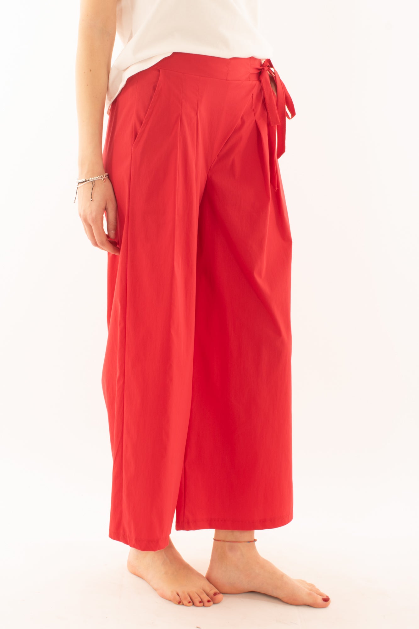 Pantalone con allacciatura laterale da Donna Metoo - Rosso