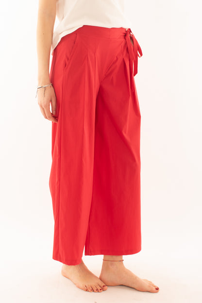 Pantalone con allacciatura laterale da Donna Metoo - Rosso