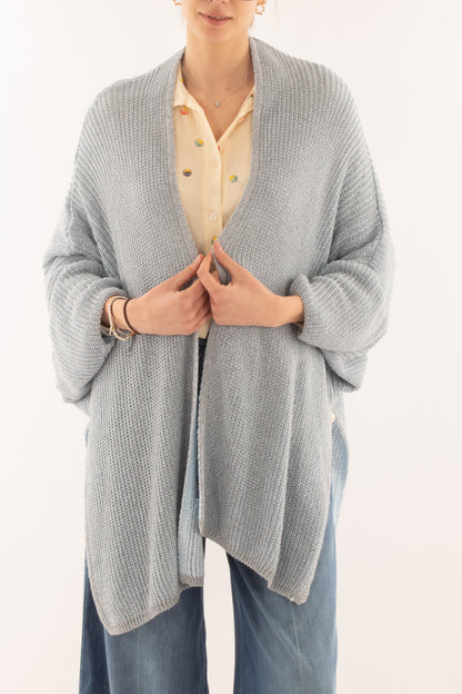 Cardigan aperto da Donna Metoo - Celeste