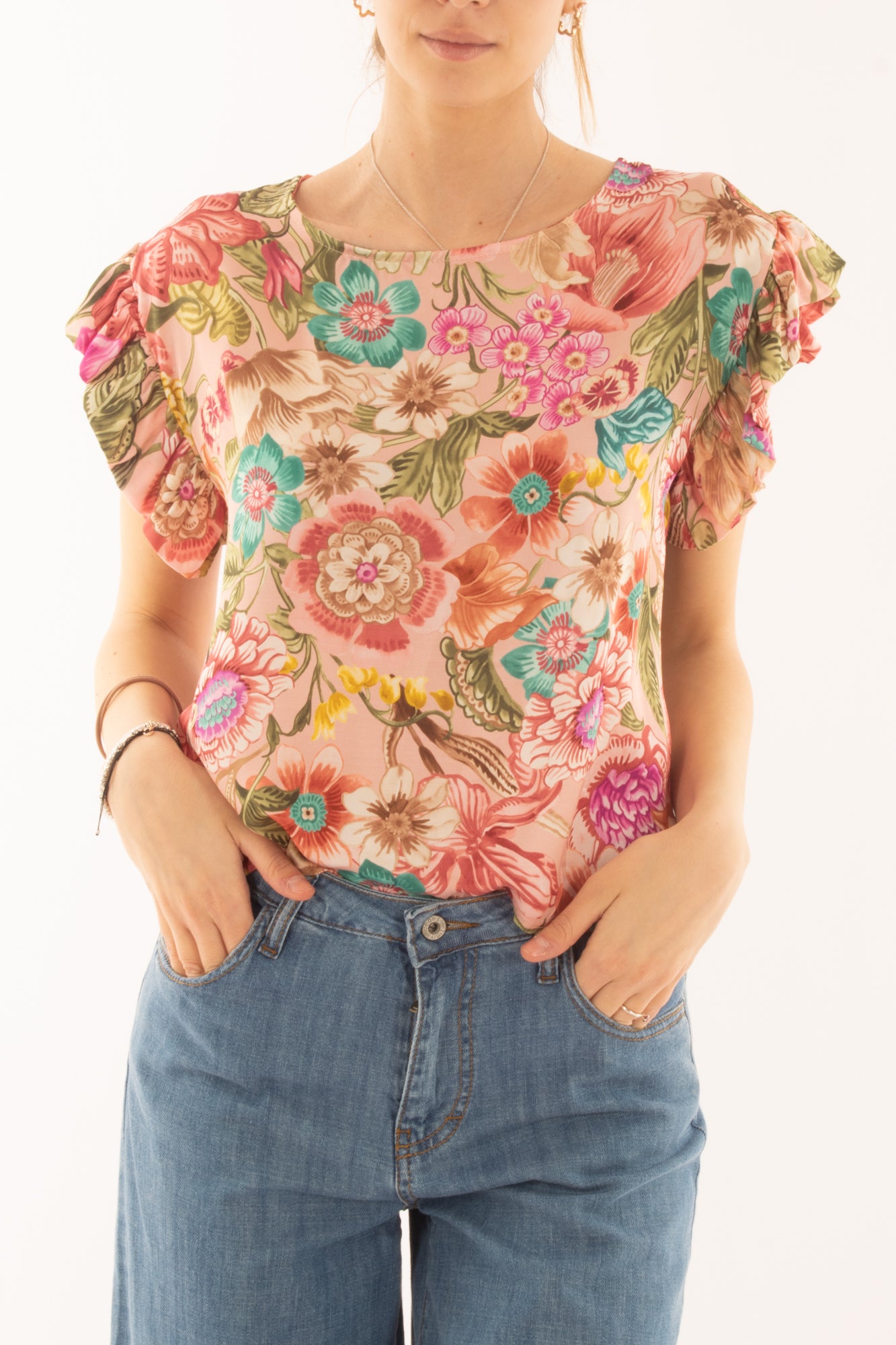 METOO Blusa floreale da Donna Metoo - Rosa Rosa