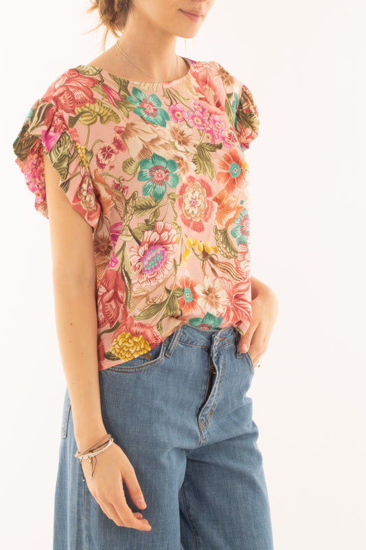 Blusa floreale da Donna Metoo - Rosa