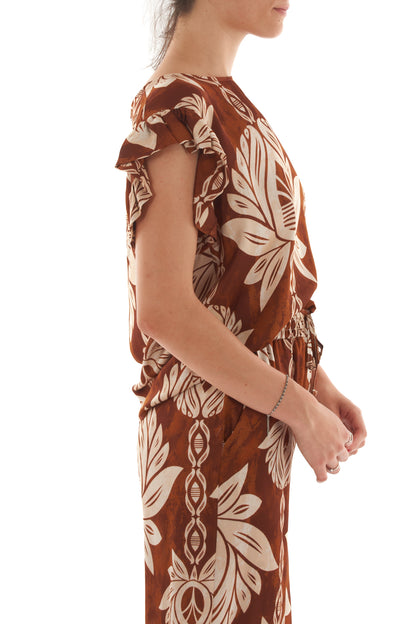 Blusa floreale da Donna Metoo - Tabacco