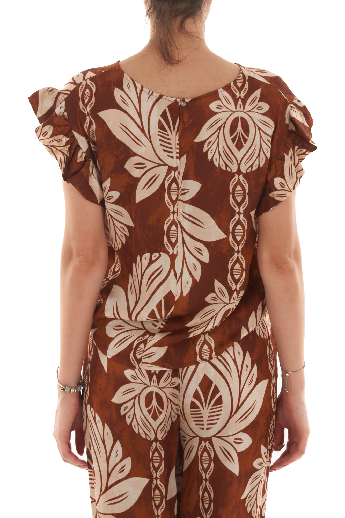 Blusa floreale da Donna Metoo - Tabacco