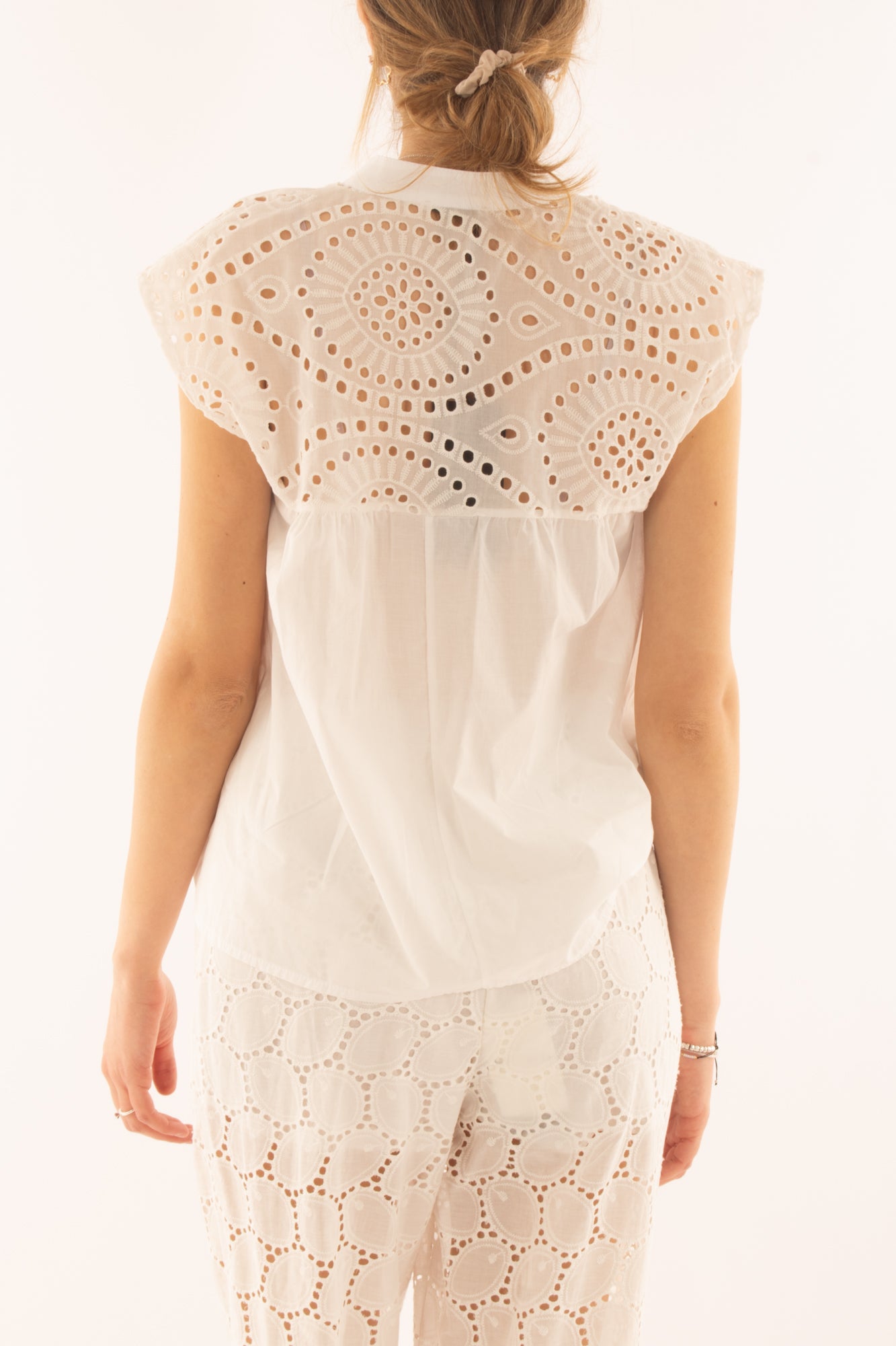 Maglia con pizzo san gallo da Donna Metoo -Bianco