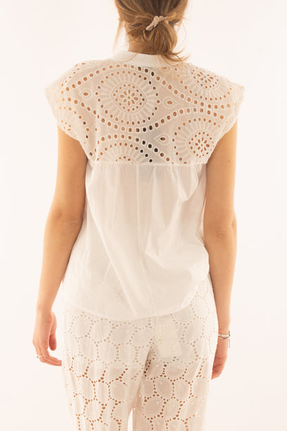 Maglia con pizzo san gallo da Donna Metoo -Bianco