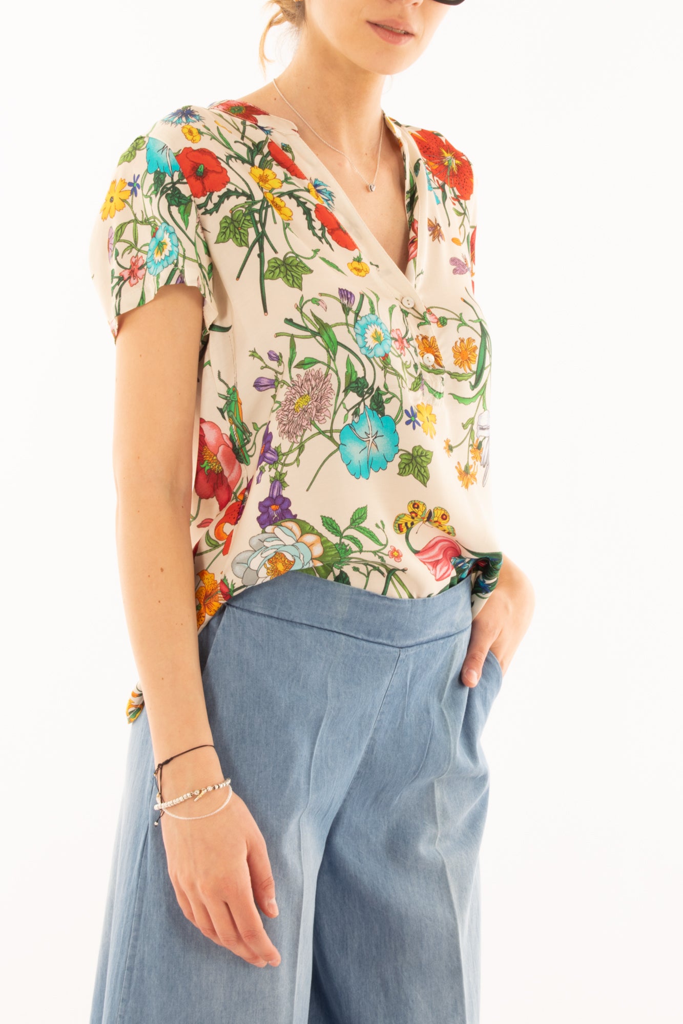 Blusa afantasia scollo a v da Donna Metoo -Sabbia
