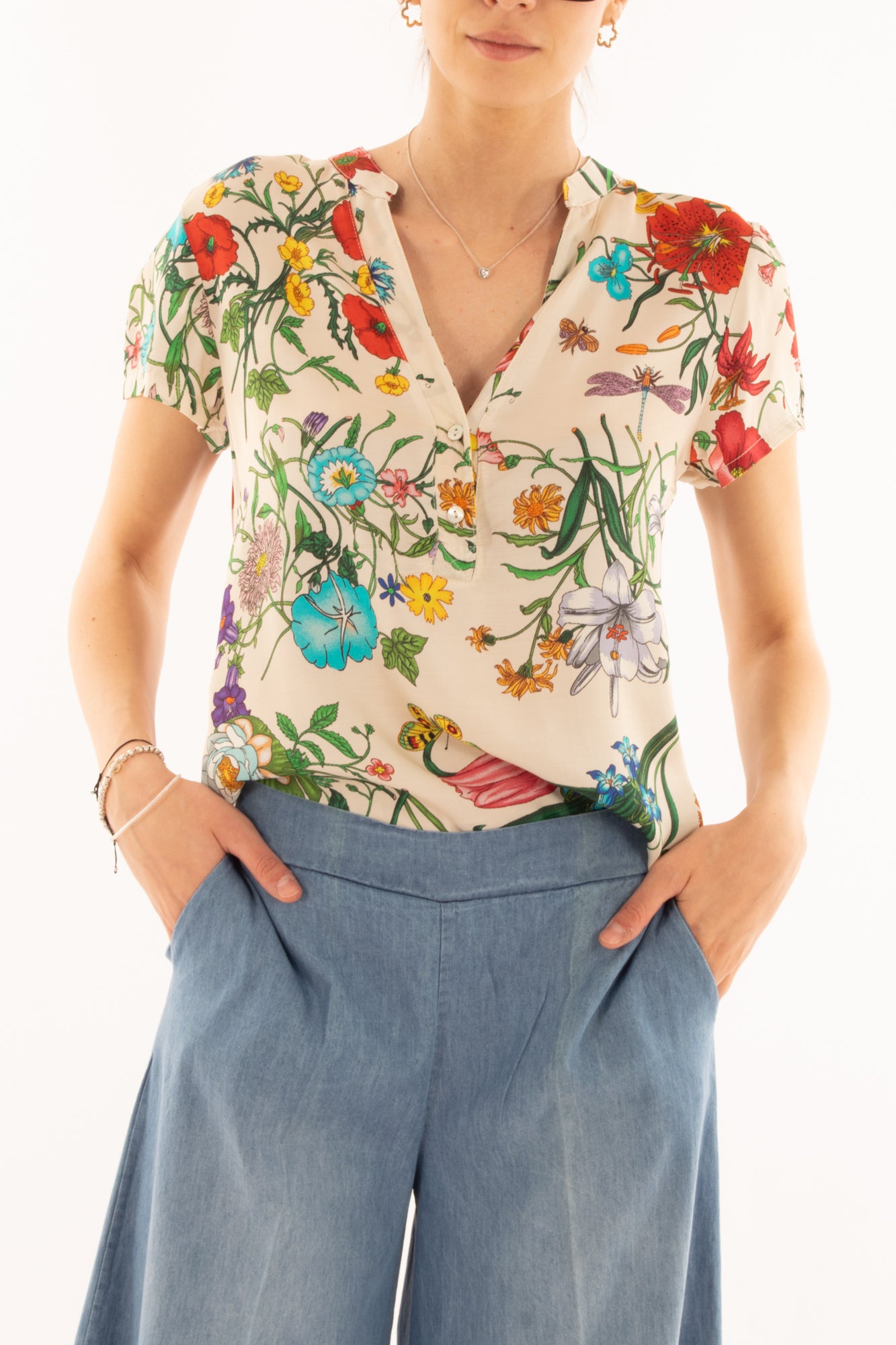 Blusa afantasia scollo a v da Donna Metoo -Sabbia