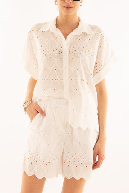 Camicia in pizzo san gallo da Donna Metoo Bianco