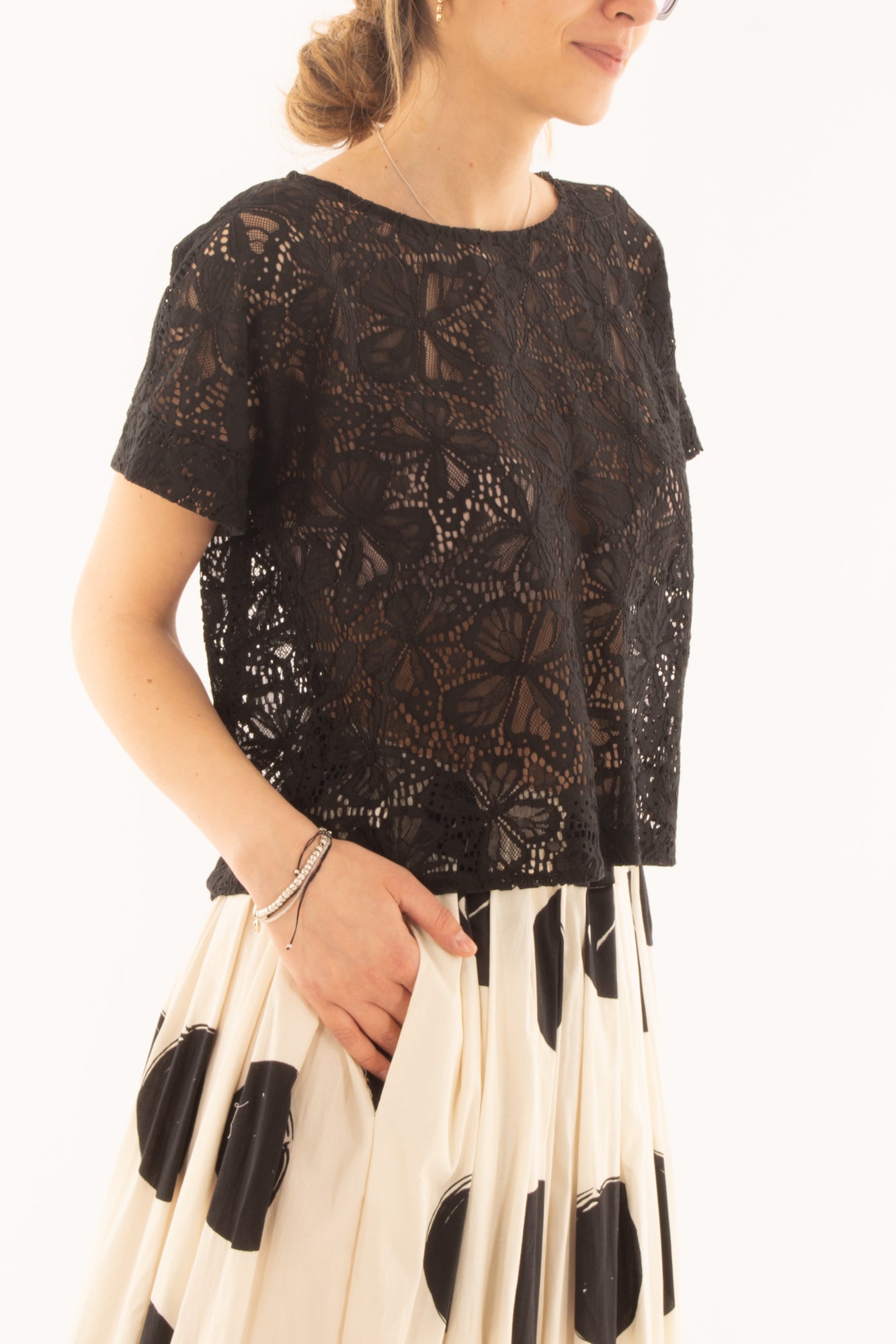 Maglia in pizzo da Donna Metoo - Nero