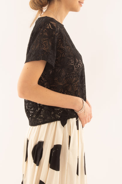 Maglia in pizzo da Donna Metoo - Nero