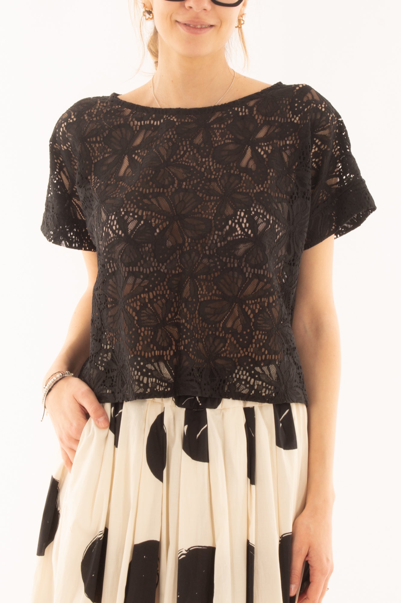 Maglia in pizzo da Donna Metoo - Nero