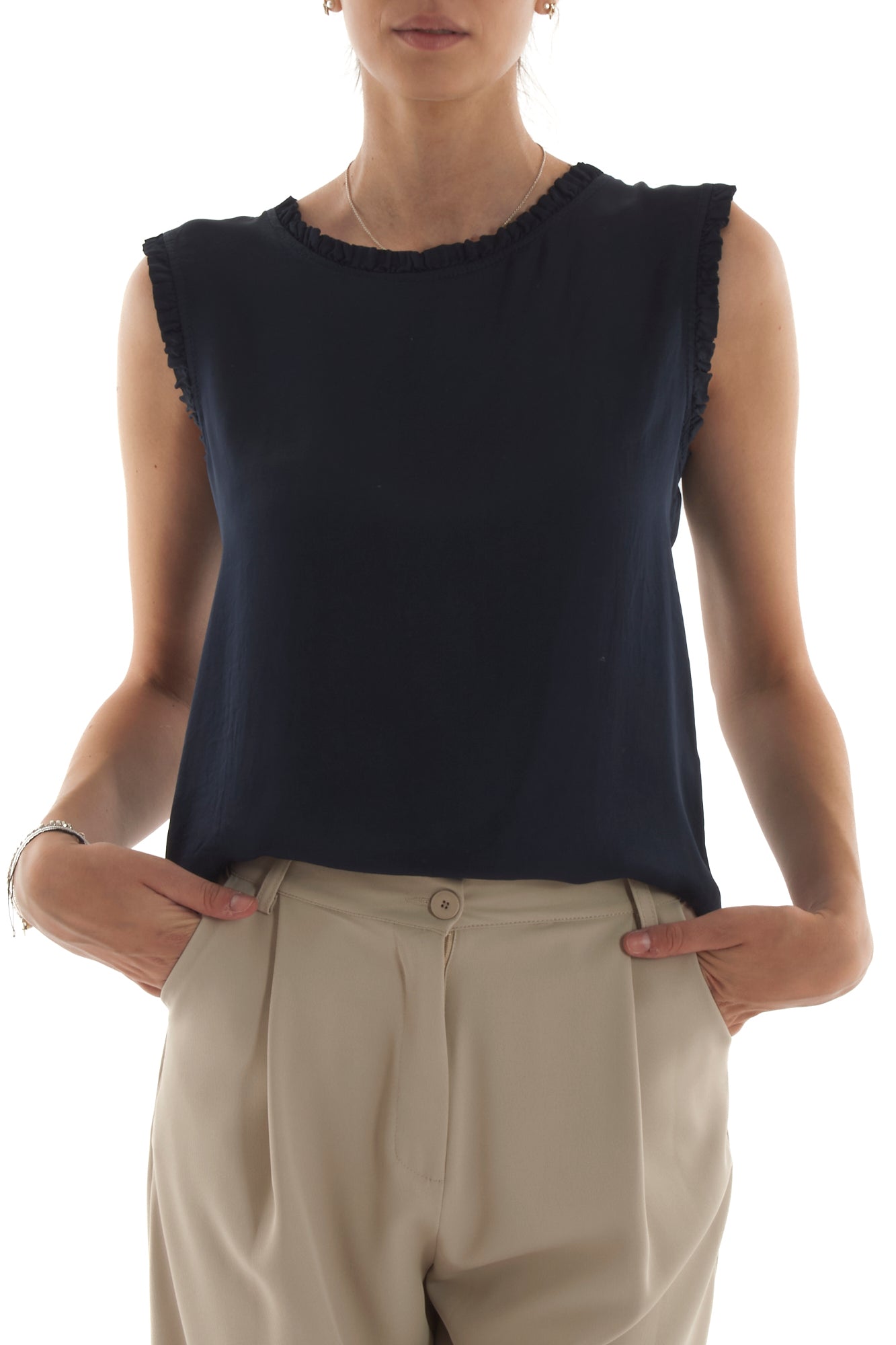 Maglia smanicata da Donna Metoo - Blu