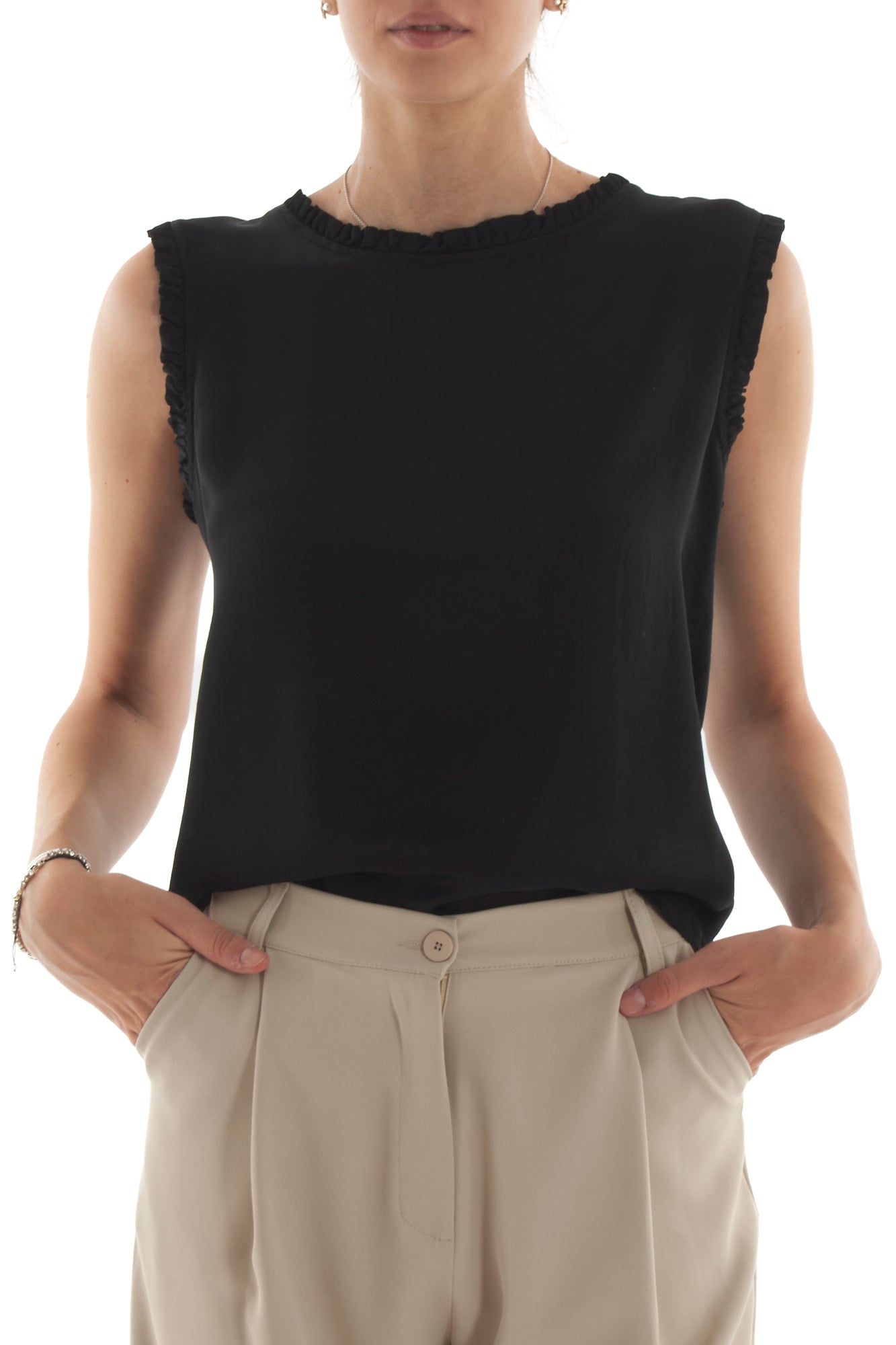 Maglia smanicata da Donna Metoo - Nero