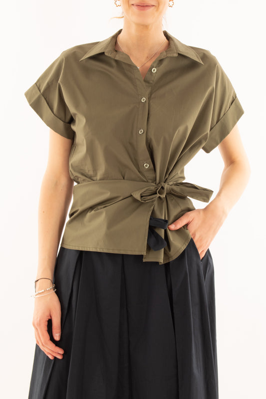 Camicia con allacciatura laterale da Donna Metoo - Verde