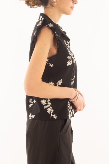 Camicia con ricamo da Donna Metoo - Nero