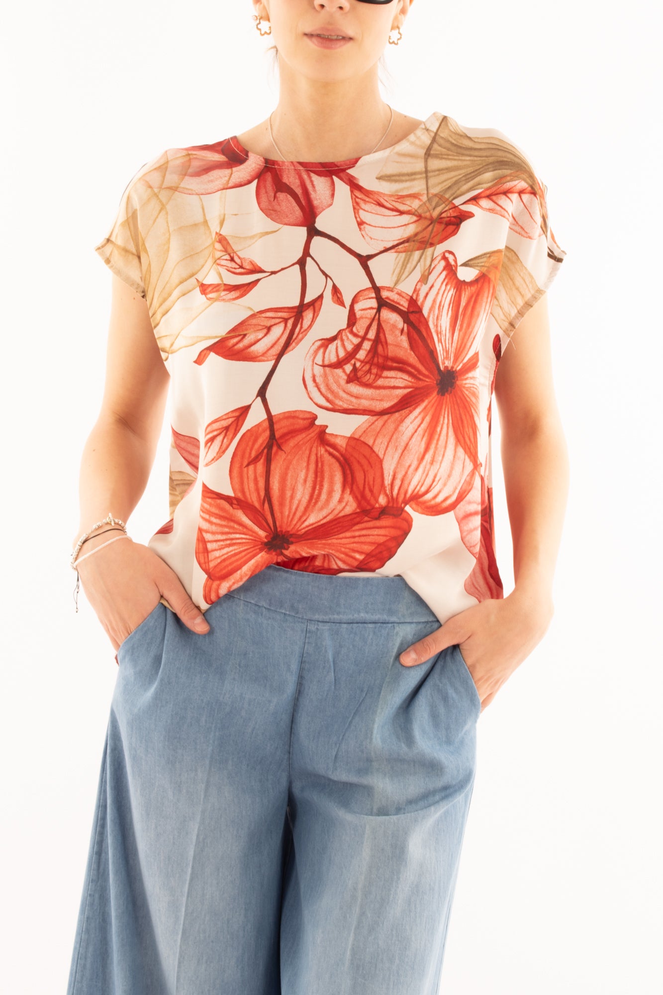 Blusa floreale da Donna Metoo - Rosa