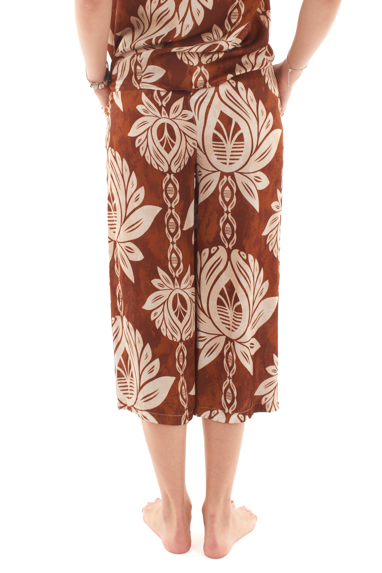 Pantalone fantasia in viscosa da Donna Metoo - Tabacco
