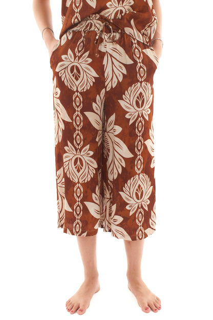 Pantalone fantasia in viscosa da Donna Metoo - Tabacco