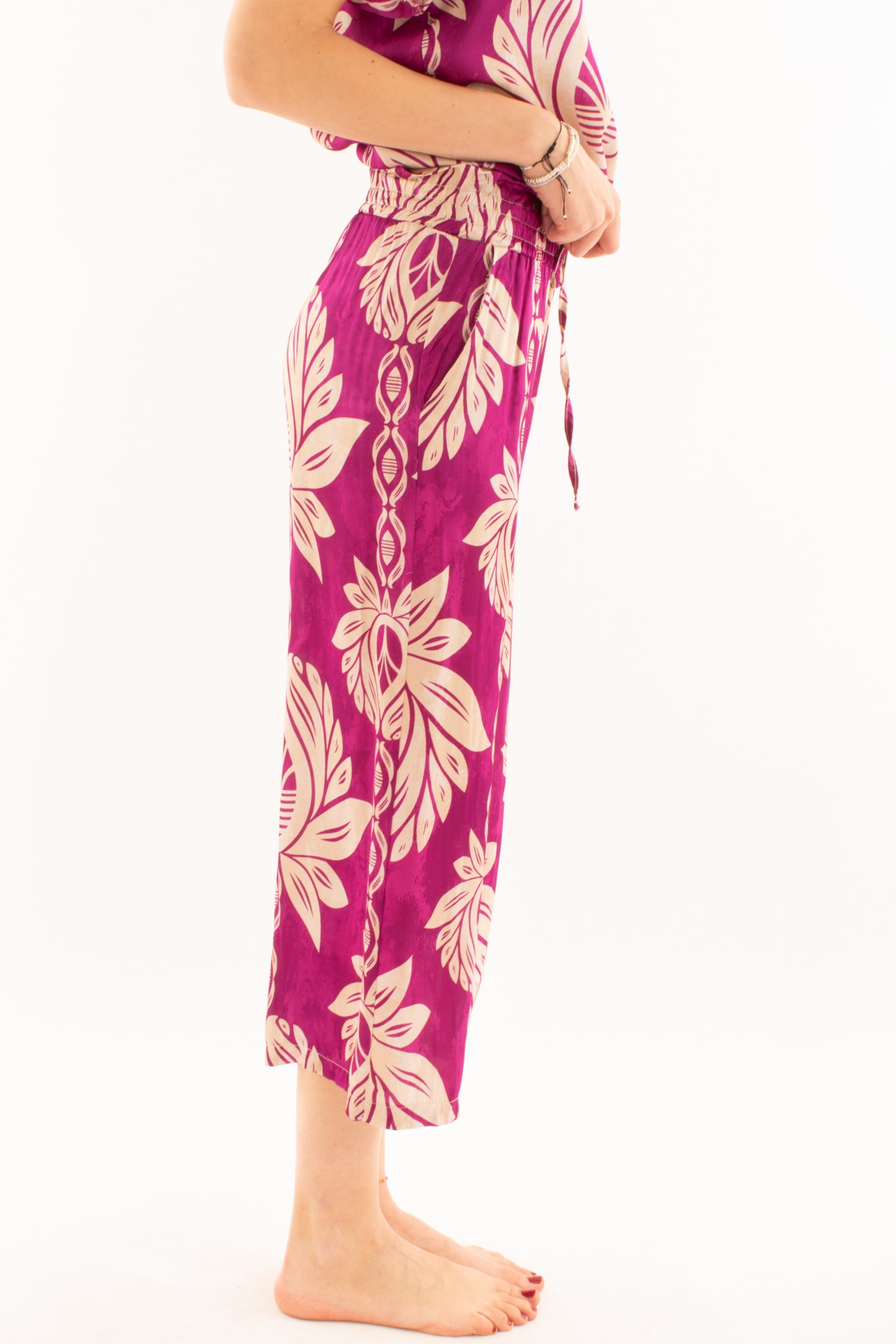 Pantalone fantasia in viscosa da Donna Metoo - Viola