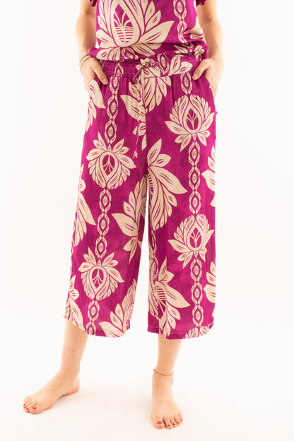 Pantalone fantasia in viscosa da Donna Metoo - Viola