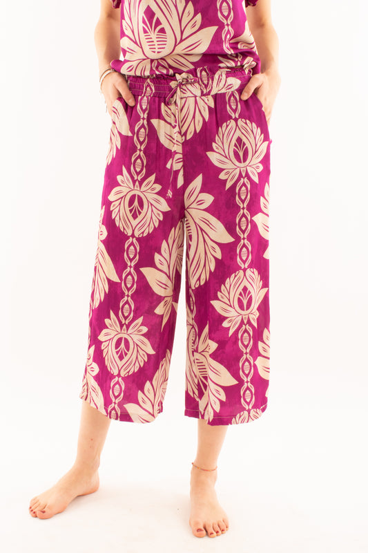 Pantalone fantasia in viscosa da Donna Metoo - Viola