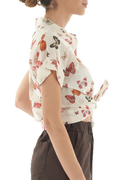 Camicia con farafalle da Donna Metoo - Sabbia