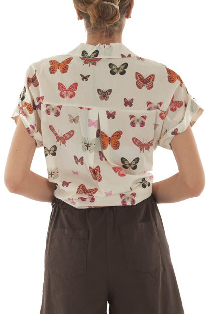 Camicia con farafalle da Donna Metoo - Sabbia