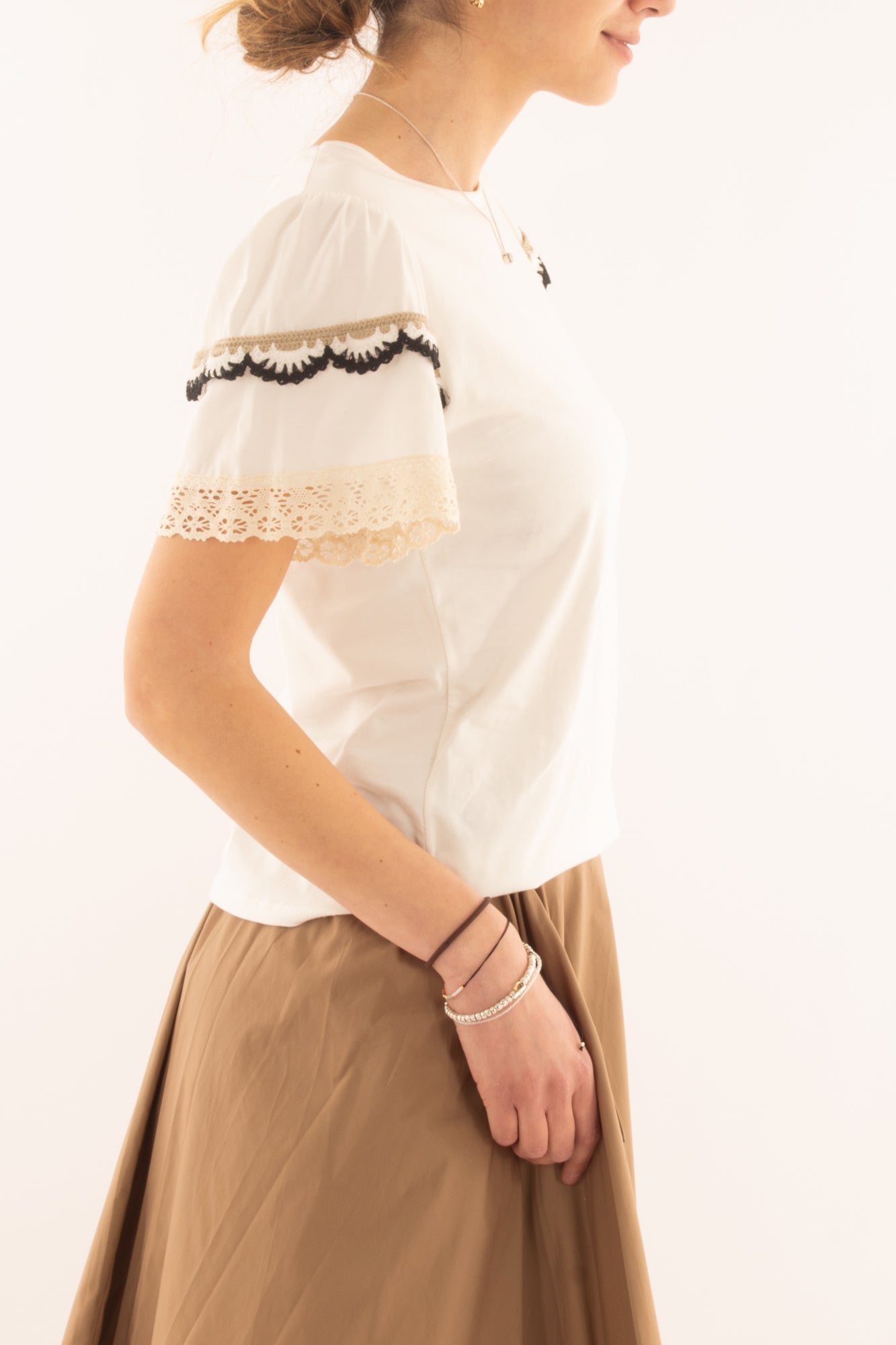 T-shirt con pizzo da Donna Metoo - Bianco