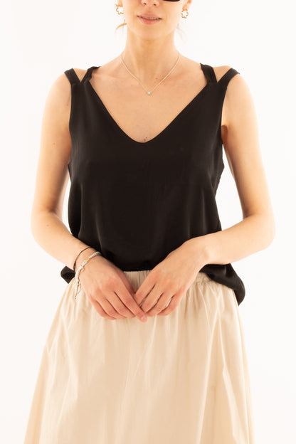 Maglia incrociata in viscosa da Donna Metoo - Nero