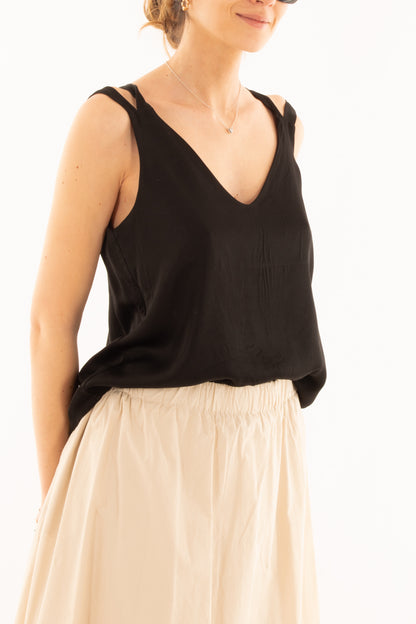 Maglia incrociata in viscosa da Donna Metoo - Nero