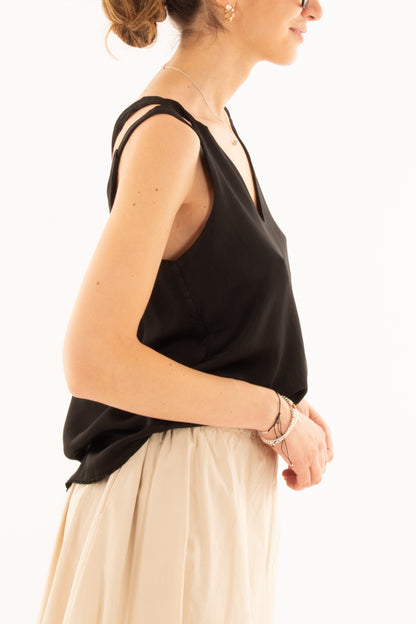 Maglia incrociata in viscosa da Donna Metoo - Nero