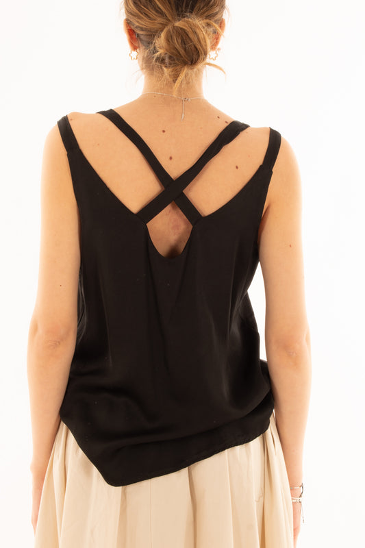 Maglia incrociata in viscosa da Donna Metoo - Nero