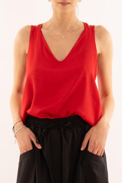 Maglia incrociata in viscosa da Donna Metoo - Rosso