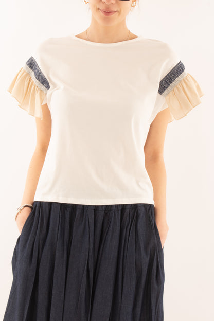 T-shirt con balze da Donna Metoo - Sabbia