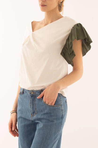 T-shirtr asimmetrica da Donna Metoo - Verde