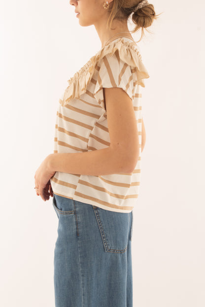 T-shirt rigata con rouge da Donna Sabbia Metoo