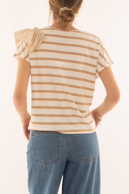 T-shirt rigata con rouge da Donna Sabbia Metoo