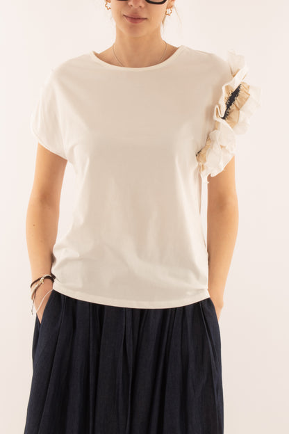 T-shirt mono balza da Donna Metoo - Sabbia