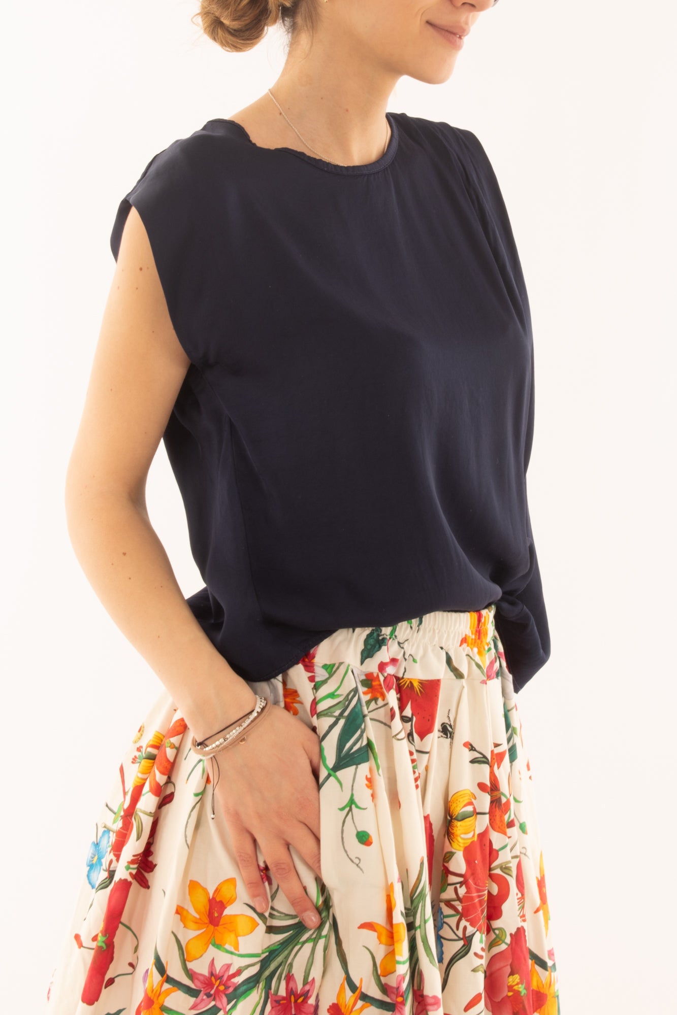 Blusa con pieghe da Donna Metoo - Blu