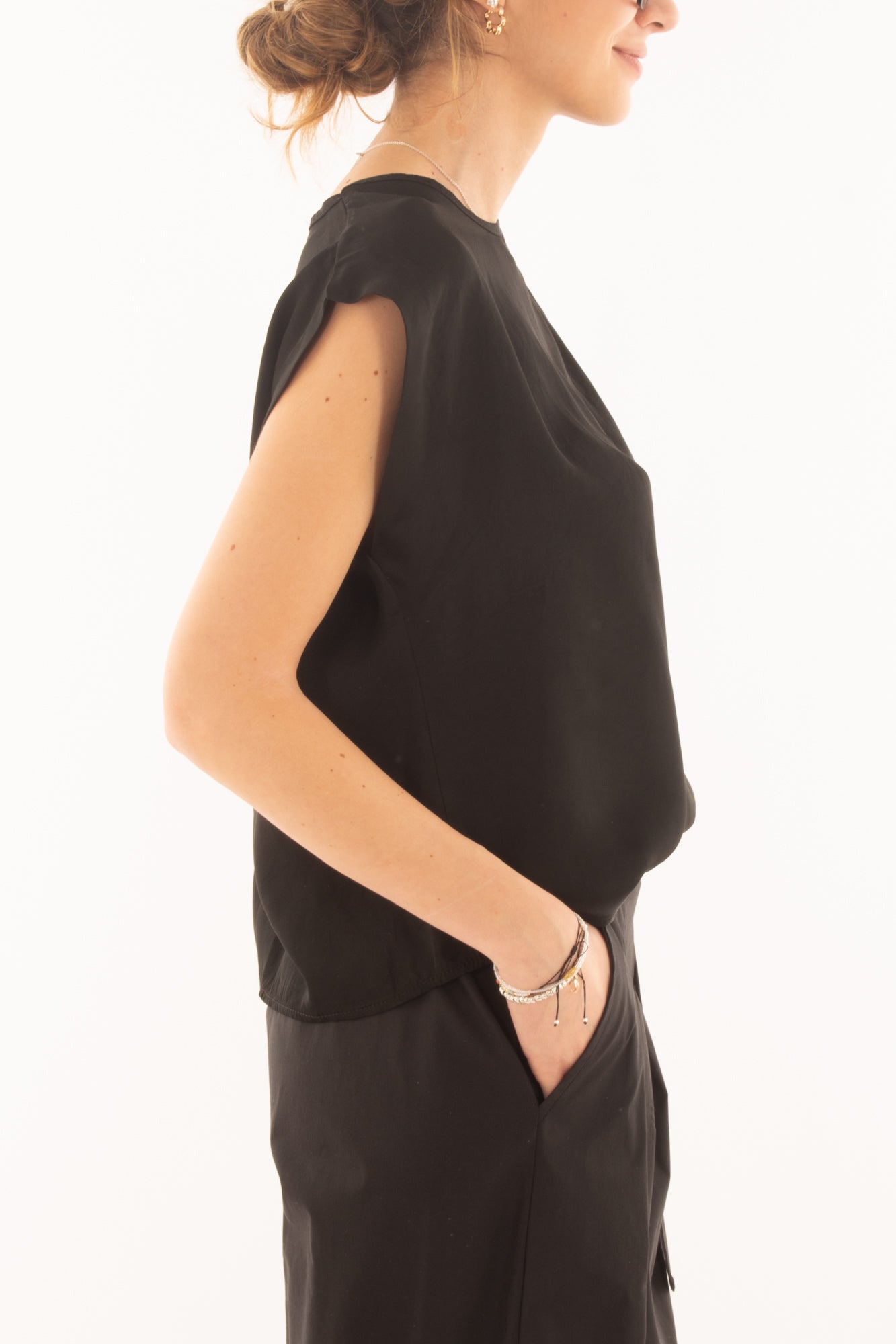 Blusa con pieghe da Donna Metoo - Nero