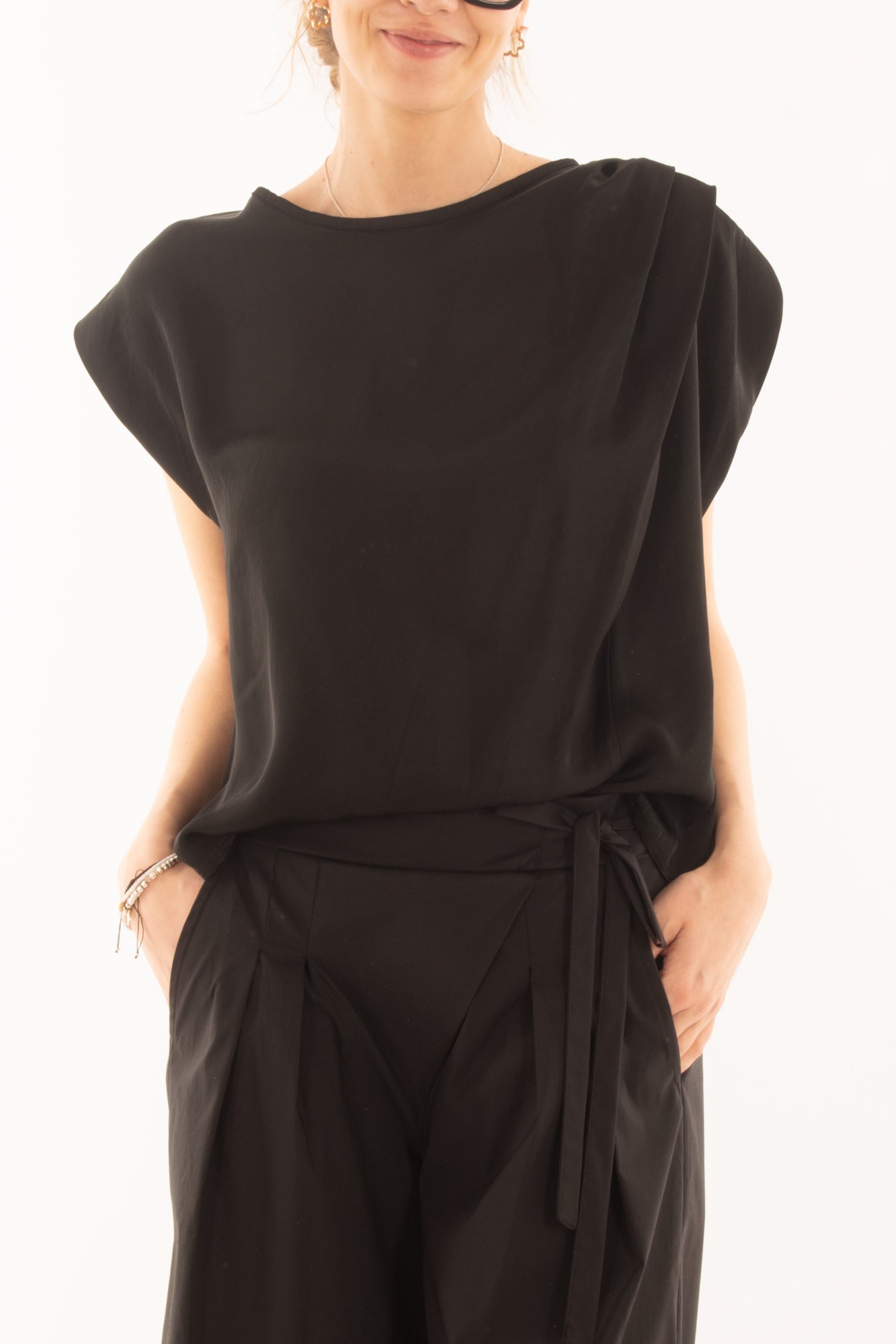 Blusa con pieghe da Donna Metoo - Nero